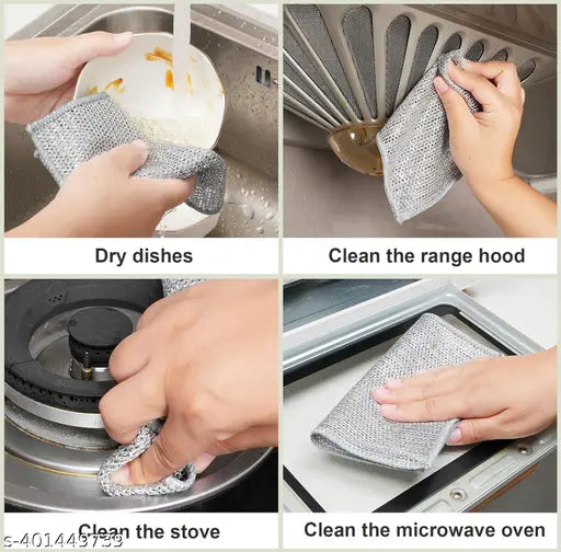 Kitchen Towel Multipurpose Wire Dishwashing Scrubber for Wet and Dry